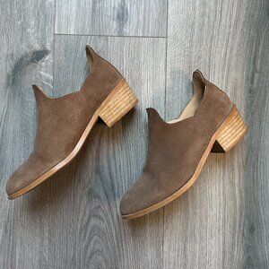 Suede Brown Slip On Booties - Size 6